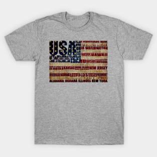 USA and its states in Stars and Stripes T-Shirt